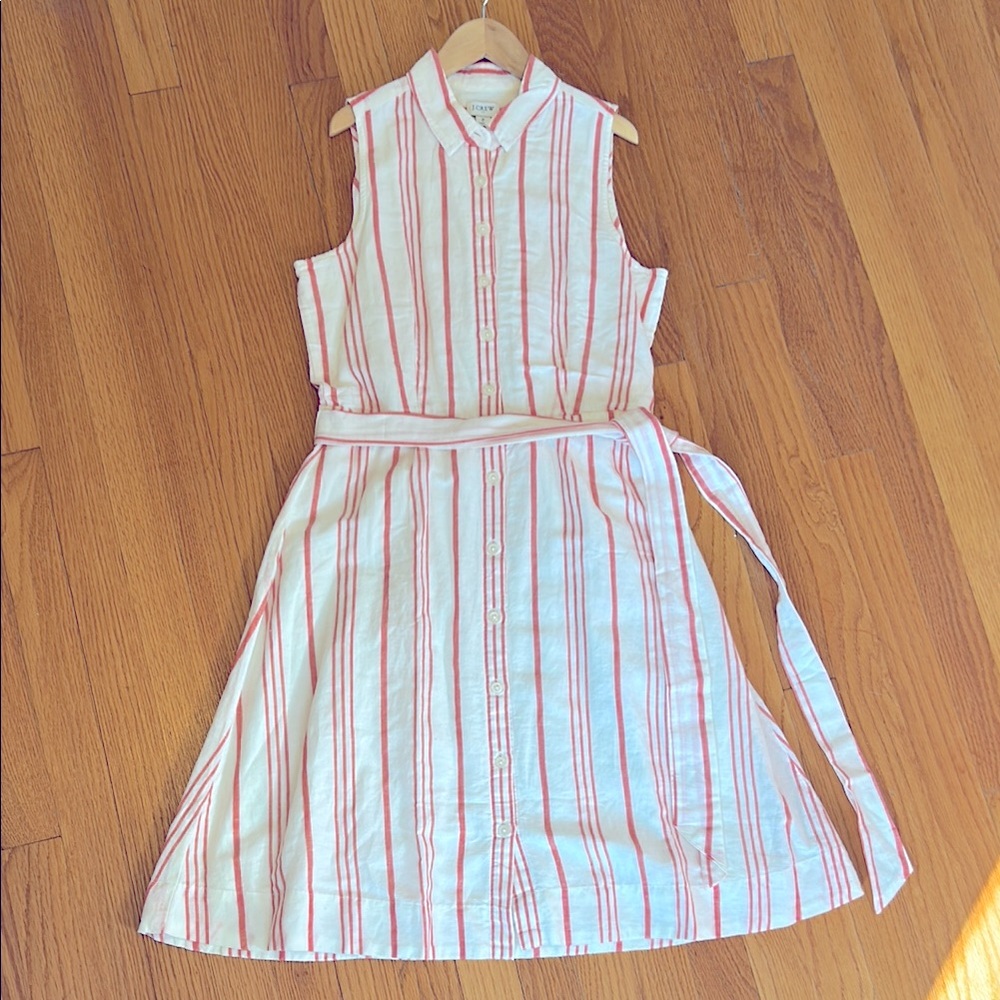 J. Crew Red Striped Button-Down Dress - Small